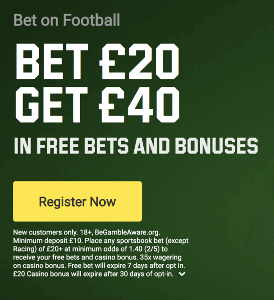 Unibet Bet £20, Get £40 Promo