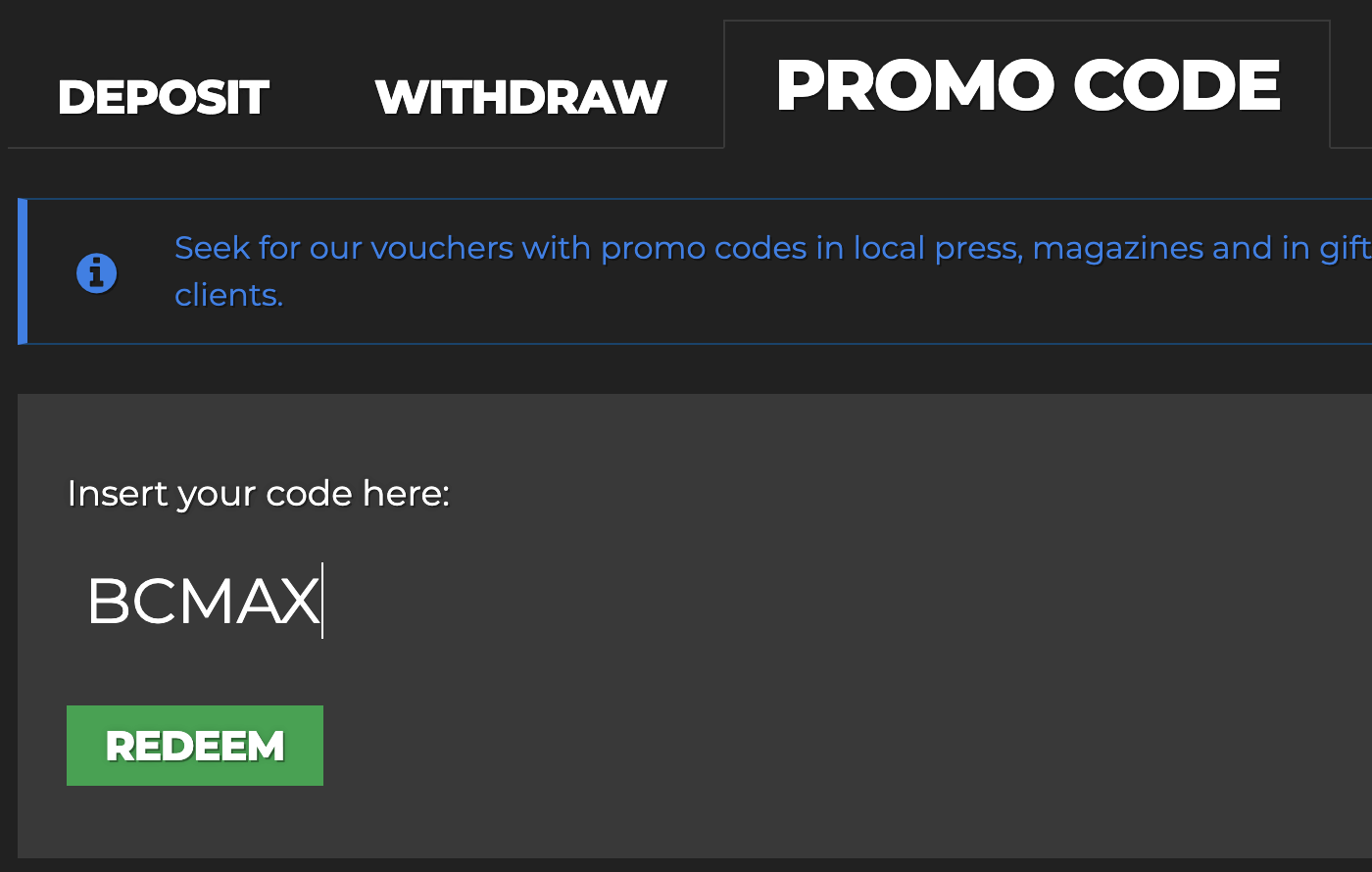 Where to put the EnergyBet promo code